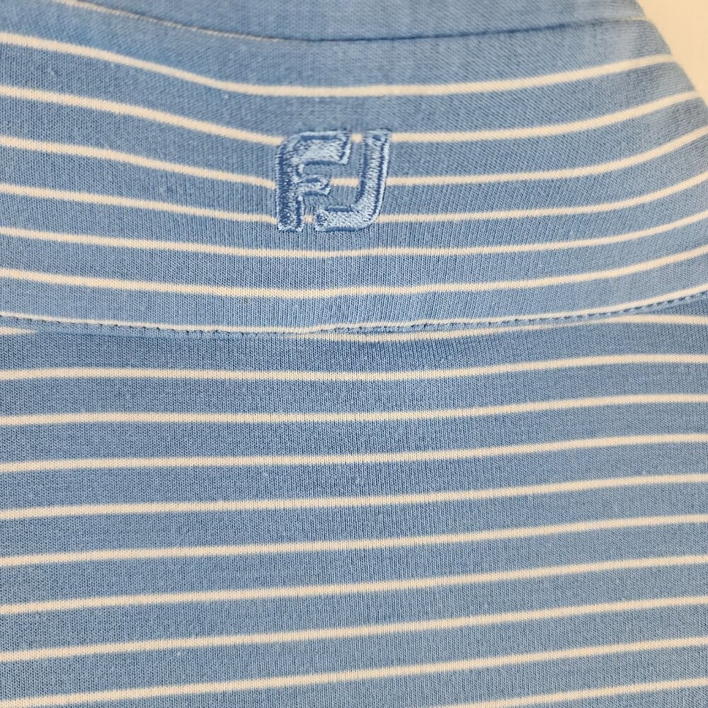 Footjoy Pullover Mens Large Blue White L/S Golf 1/4 Zip Mock Neck - Picture 7 of 7